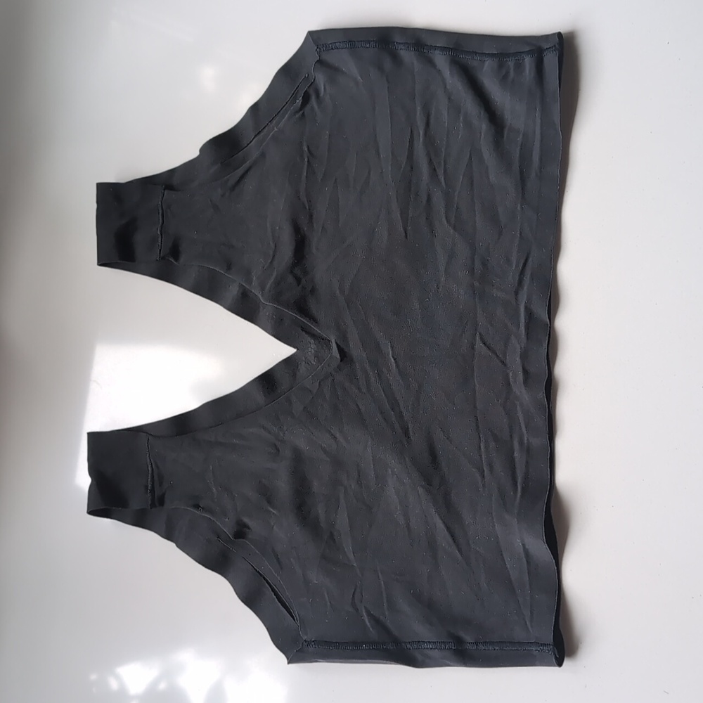 True & Co Black Seamless True Body V Neck Bra Sz L - Picture 6 of 8